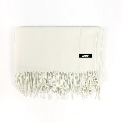Luxury Solid Color Faux Cashmere Scarf with Custom Embroidery