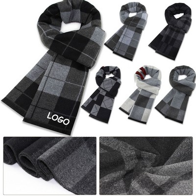 Classic Men's Wool Blend Plaid Scarf